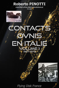 Copertina del primo volume in francese "Contacts OVNIS en Italie" di Roberto Pinotti