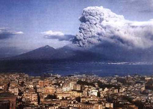 Una foto dell'eruzione del Vesuvio nel 1944