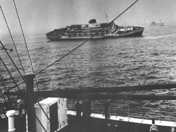 L'Andrea Doria sdraiata su un fianco