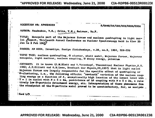 Il documento della CIA dove si parla del monopolo di Majorana