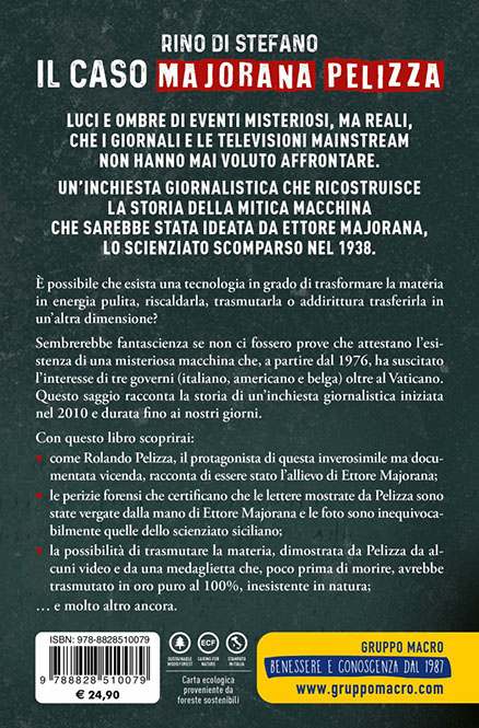 Il caso Majorana-Pelizza (Quarta di copertina)