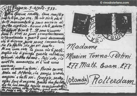 Una cartolina inviata da Sandro Pertini a sua sorella Marion
