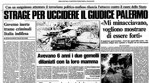 Articolo de "L'Unità" sulla strage di Pizzolungo