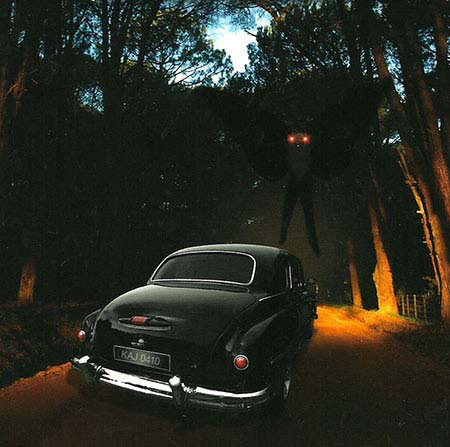 Ricostruzione di un avvistamento del Mothman