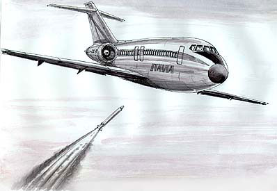 A picture of the attack endured by the DC-9 Itavia