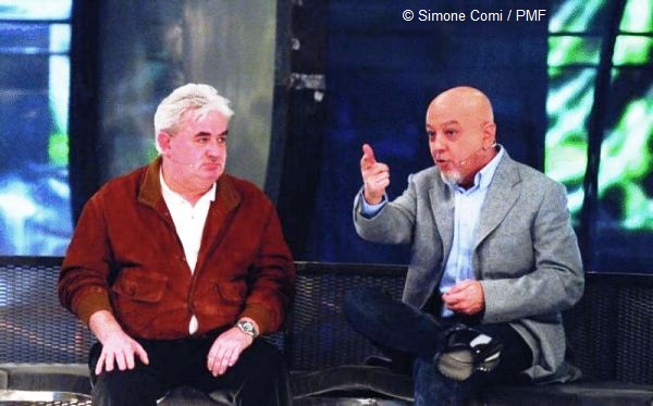 Zanfretta con Enrico Ruggeri durante il programma "Il Bivio"