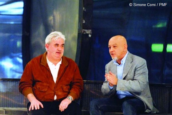 Zanfretta con Enrico Ruggeri durante il programma "Il Bivio"