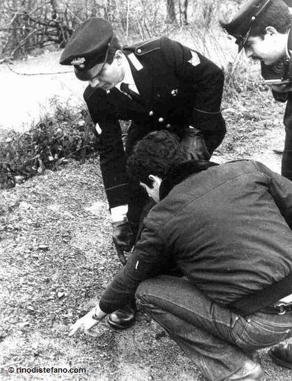 Carabinieri, the Italian military police, investigate on a place of UFO sighting