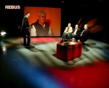 Zanfretta in collegamento durante il programma tv "Rebus" con gli ospiti in studio Marco Morocutti, Maurizio Baiata e Rino Di Stefano